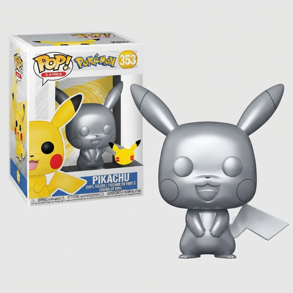 Funko Pop! Pokémon Pikachu Silver #353 25th Anniversary Figure – front view