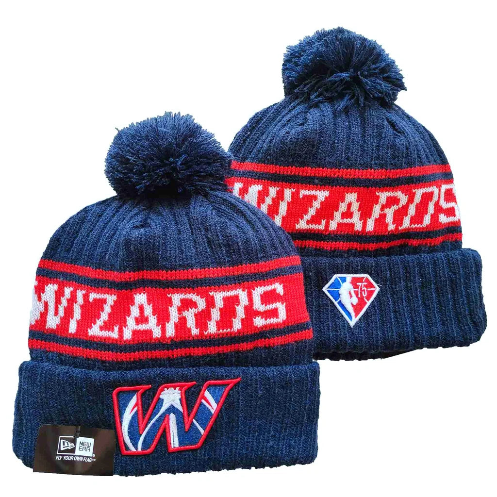 Washington Wizards NBA 75th Anniversary New Era Pom Beanie Hat – front view
