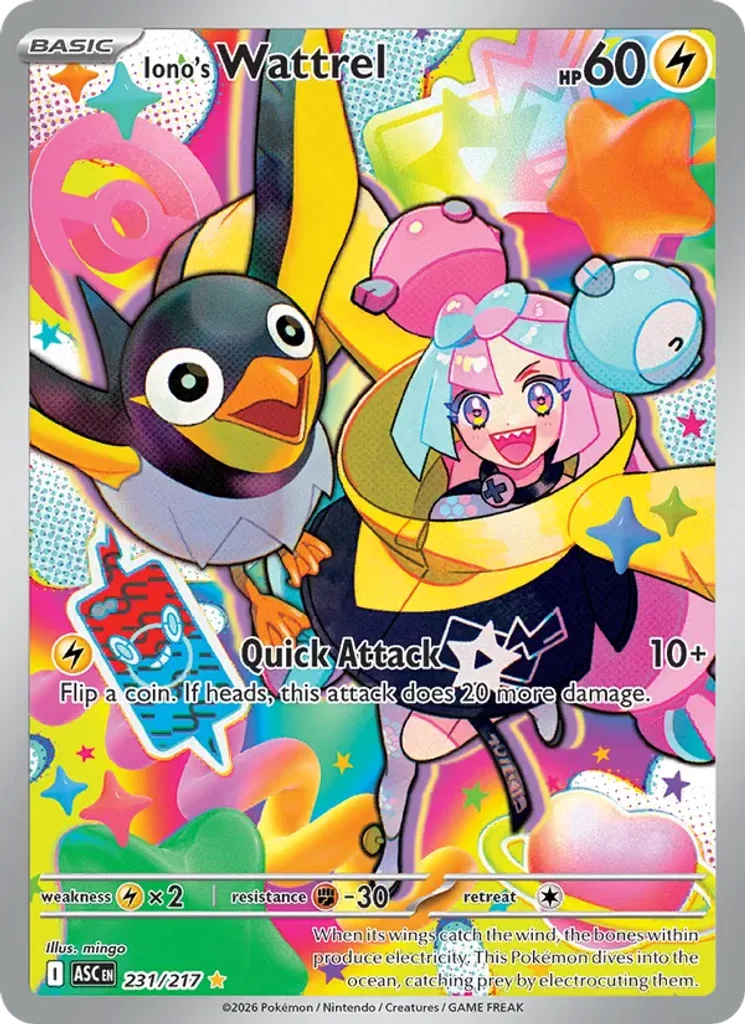 Iono's Wattrel 231/217 Pokemon TCG Ascended Heroes Illustration Rare – photo 3 of 3