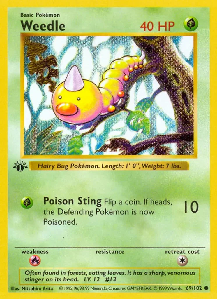 Weedle 69/102 Base Set Pokémon Trading Card Near Mint – photo 3 of 3