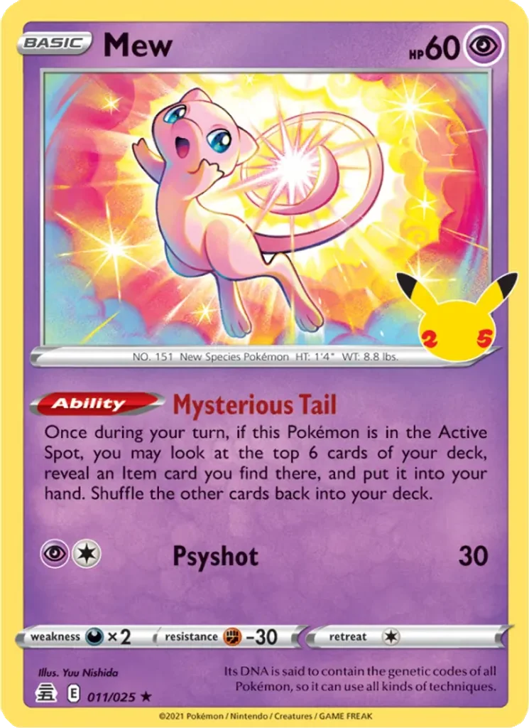 Mew 11/25 Celebrations Holo Rare Pokemon TCG Single Near Mint – photo 3 of 3