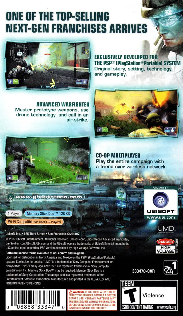 Tom Clancy's Ghost Recon Advanced Warfighter 2 (PSP) – Authentic Game Disc – photo 2 of 2