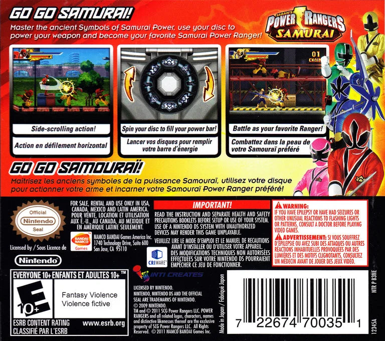 Power Rangers Samurai (Nintendo DS) – Complete w/ Case & Manual – photo 4 of 4