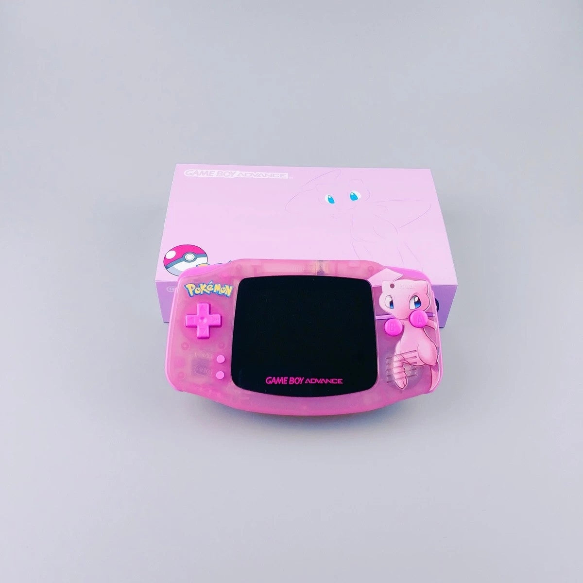 Mew Themed Gameboy Advance Console with Custom IPS Screen – front view