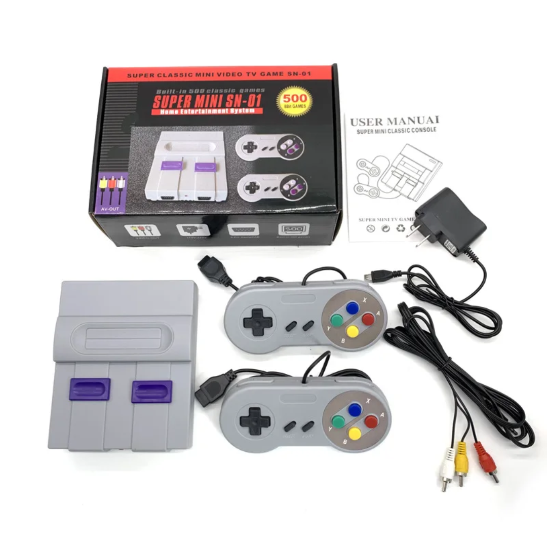 Mini SNES Retro Classic Console 620 Games with Dual Controllers – front view