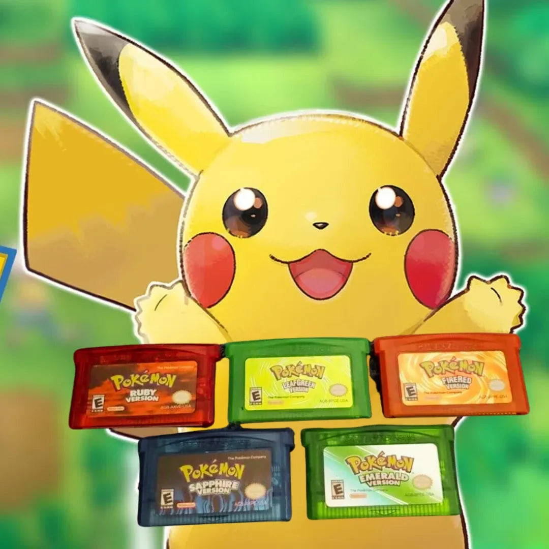 Pokemon GBA Game Bundle: Ruby, Sapphire, FireRed, LeafGreen, and Emerald – front view