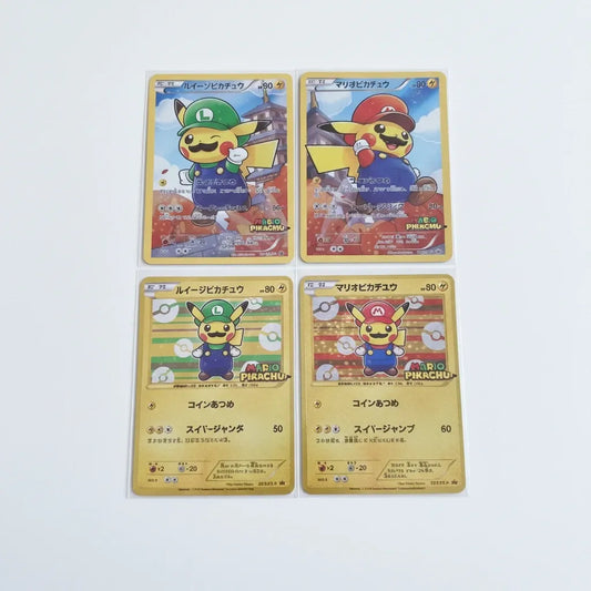 Mario & Luigi Pikachu Metal Gold Pokémon Cards 4-Piece Set – front view