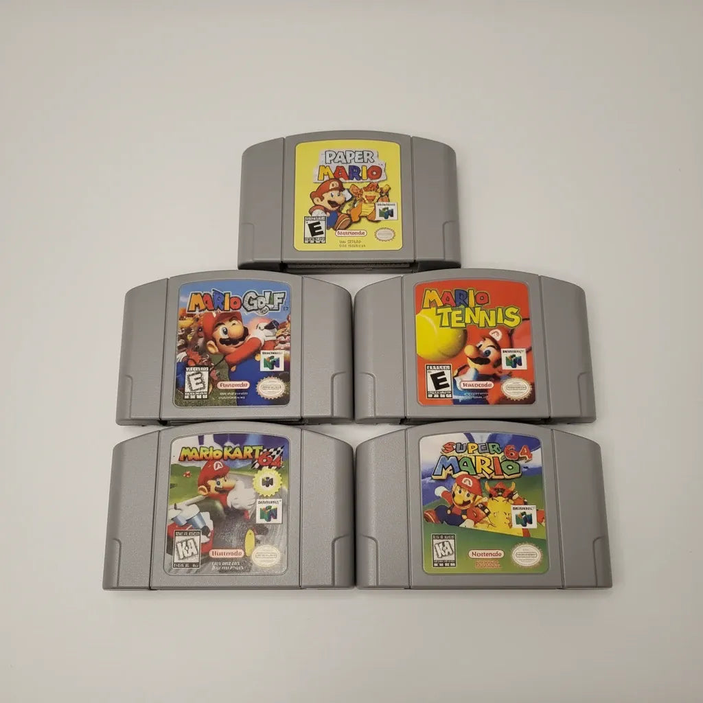 Super Mario, Paper Mario, Kart, Golf, and Tennis 5-Game N64 Bundle – front view