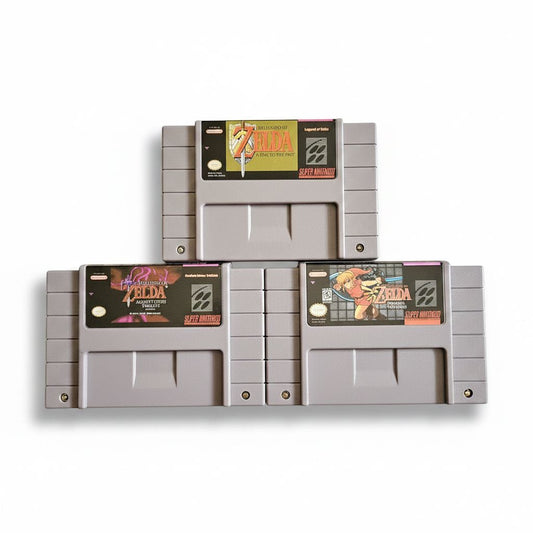 Zelda Link to the Past, Ancient Stone Tablet, and Parallel Worlds SNES – front view