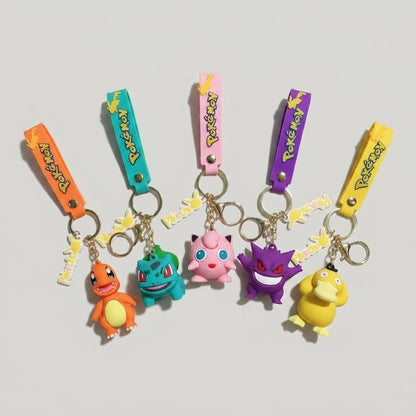 Pokémon Character Keychain 5-Piece Set: Gengar, Charmander, Bulbasaur – front view