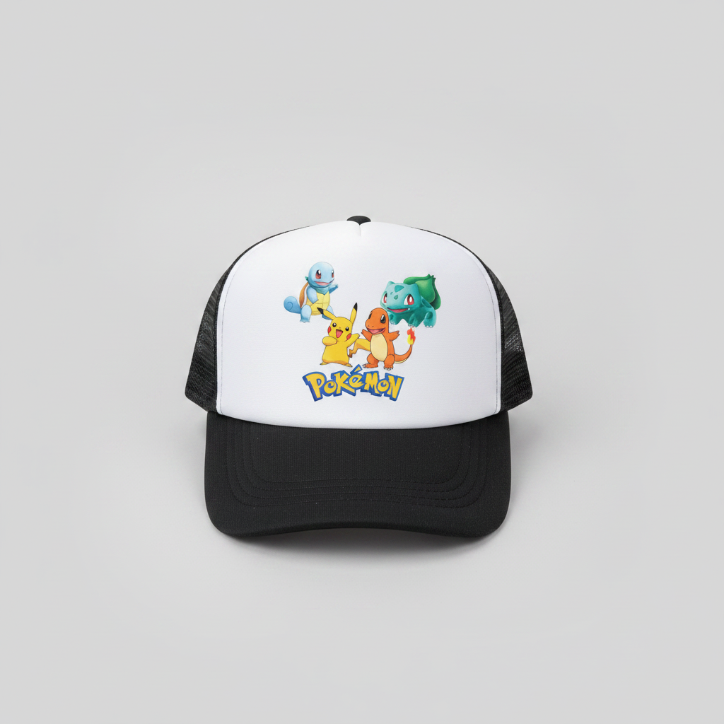 Pokémon Starters & Pikachu Mesh Trucker Hat Cap – front view