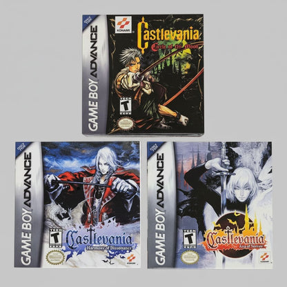 Castlevania Circle of the Moon, Harmony of Dissonance & Aria of Sorrow GBA – front view