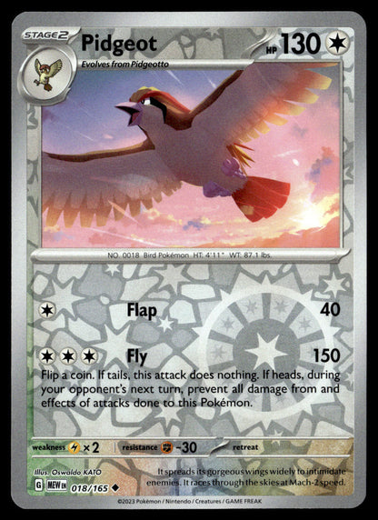 Pidgeotto 018/165 Scarlet & Violet 151 Reverse Holo Uncommon TCG – front view