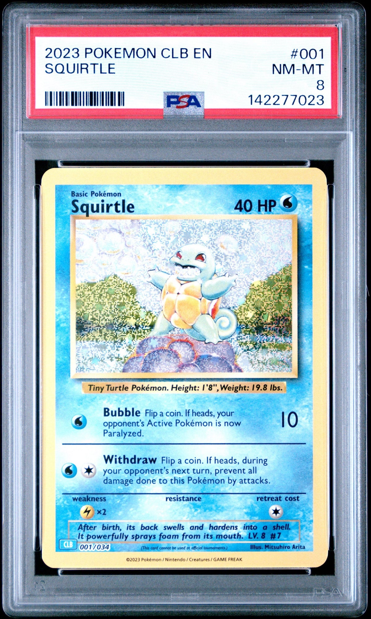 Squirtle 001/034 PSA 8 NM-MT 2023 Pokémon Celebrations Classic Collection – front view