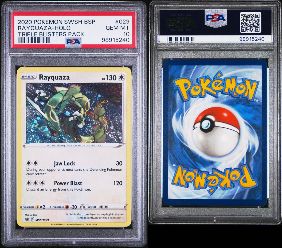 Rayquaza-Holo SWSH029 Pokémon TCG PSA 10 Gem Mint – front view