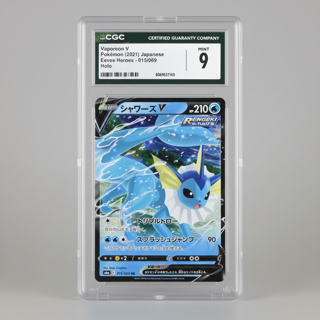 Vaporeon V 015/069 2021 Pokémon Eevee Heroes CGC Mint 9 – front view