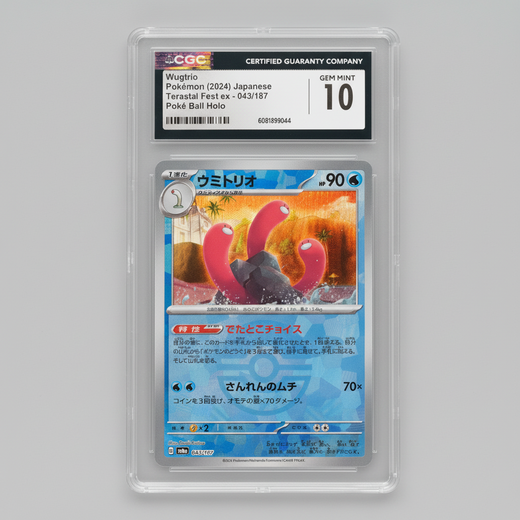 Wugtrio 043/187 Terastal Fest ex CGC Gem Mint 10 Poké Ball Holo – front view