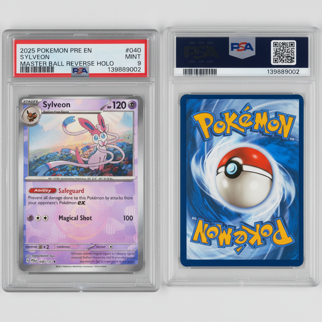 Sylveon 040/131 Master Ball Reverse Holo PSA 9 Mint TCG – front view