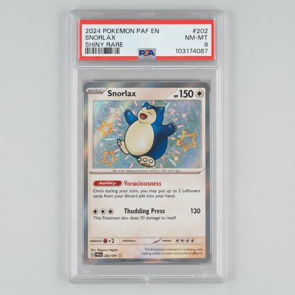 Snorlax 202/091 SR Paldean Fates Pokémon TCG PSA 8 NM-MT – front view