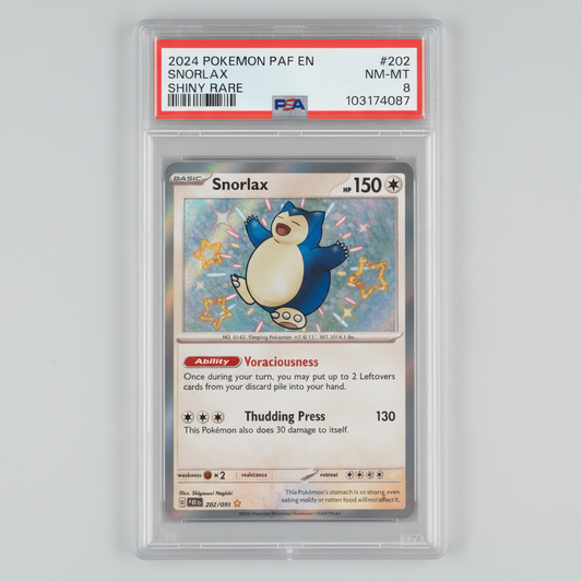 Snorlax 202/091 SR Paldean Fates Pokémon TCG PSA 8 NM-MT – front view