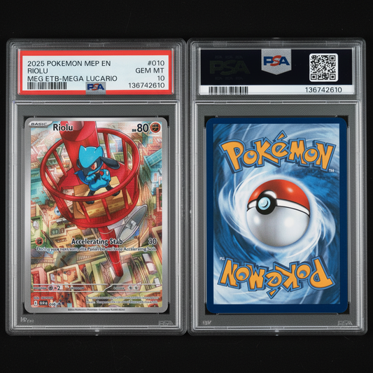 Riolu 010 2025 Pokémon MEP EN Mega Lucario Promo PSA 10 Gem Mint – front view