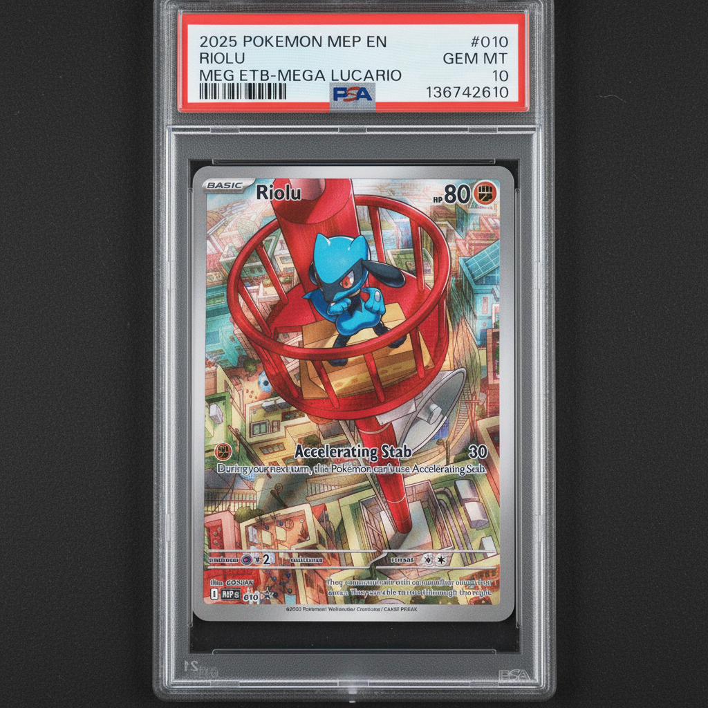 Riolu 010 2025 Pokémon MEP EN Mega Lucario Promo PSA 10 Gem Mint – photo 2 of 3