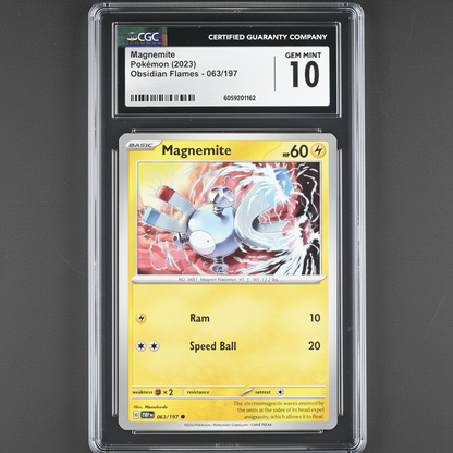 Magnemite 063/197 Obsidian Flames CGC 10 Gem Mint Pokémon TCG Card – front view