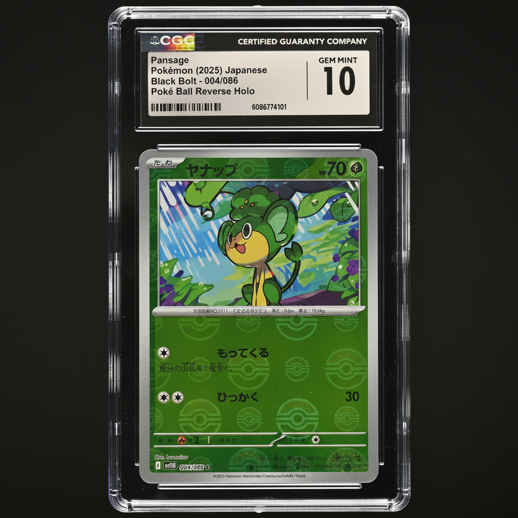 Pansage 004/086 Japanese Black Bolt Poké Ball Reverse Holo CGC 10 – front view