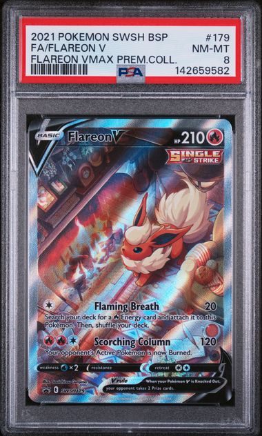 Flareon V #179 Full Art Sword & Shield Black Star Promo PSA 8 – front view
