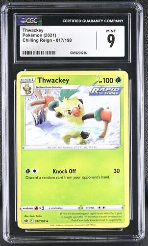Thwackey 017/198 2021 Chilling Reign Pokémon TCG CGC 9 Mint – front view