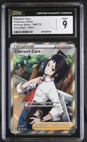 Cheren's Care 168/172 Pokémon TCG Brilliant Stars CGC 9 Mint – front view