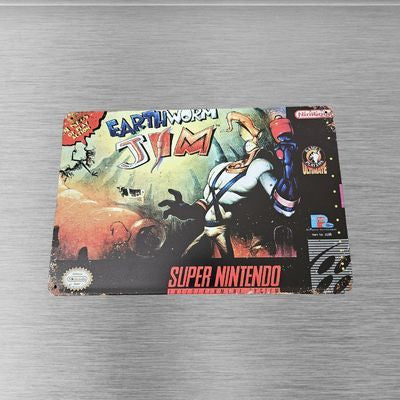 Earthworm Jim SNES 8x12 inch Metal Wall Sign – front view
