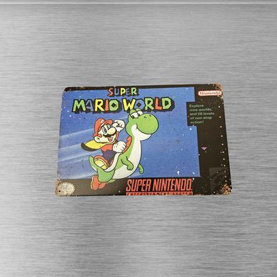 Super Mario World SNES 8x12 Inch Metal Art Sign – front view