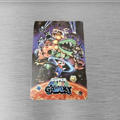 Super Mario Galaxy Metal Wall Sign 12x8 Inch Decor – front view