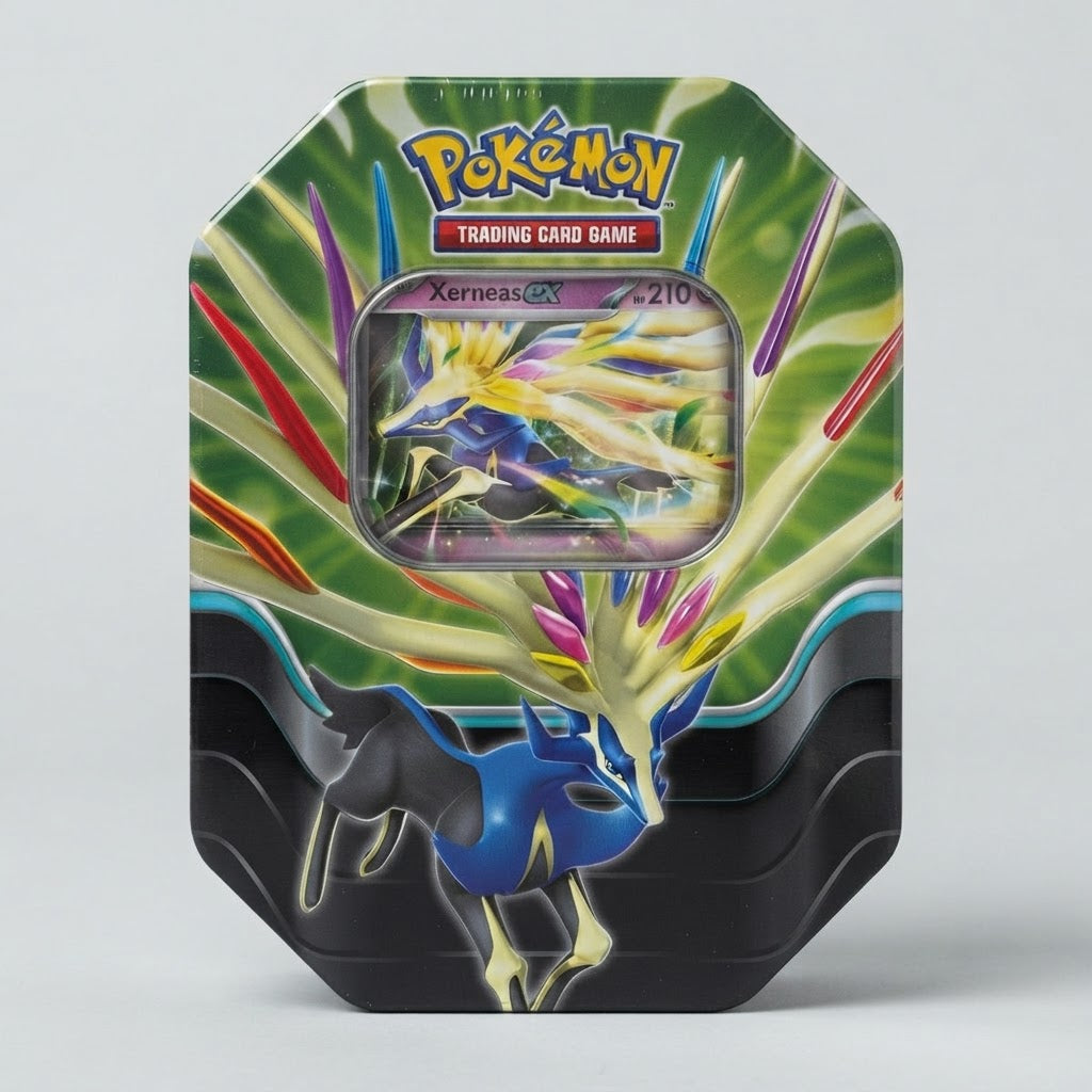 Pokemon TCG Azure Legends Tin Featuring Xerneas ex - Factory Sealed – front view