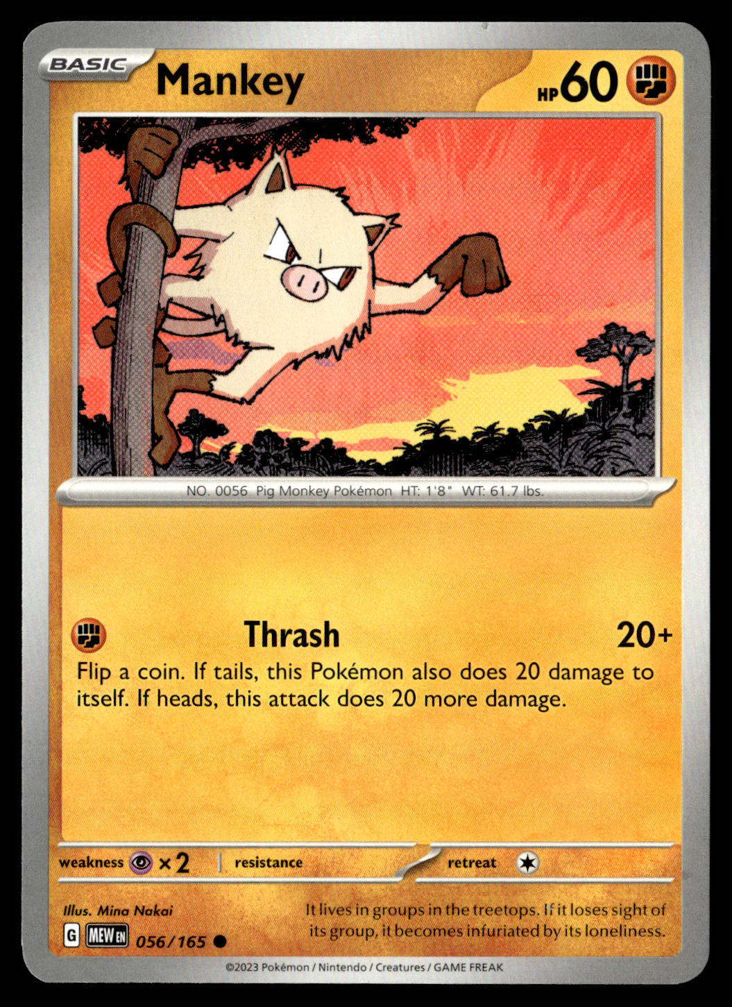 Mankey #056/165 - Pokémon TCG Scarlet & Violet 151 - Near Mint – front view