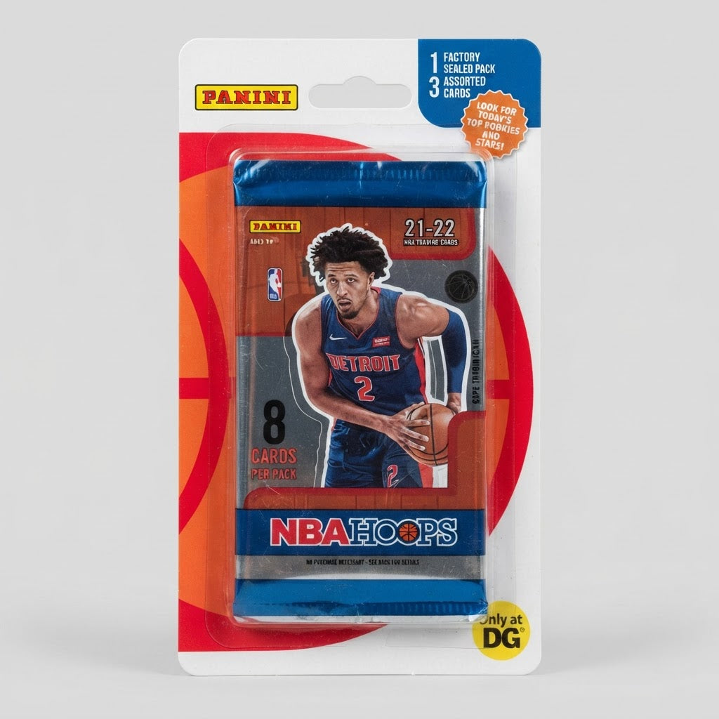 Panini NBA Hoops 21-22 Factory Sealed Pack and 3 Assorted Cards – front view