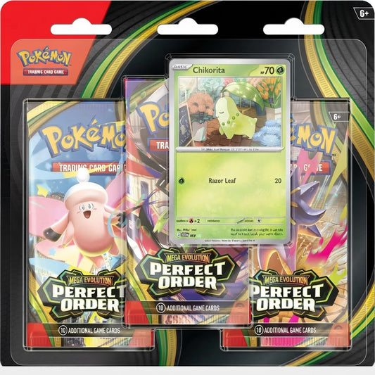 Pokémon TCG Mega Evolution Perfect Order Blister 3-Pack Brand New – front view