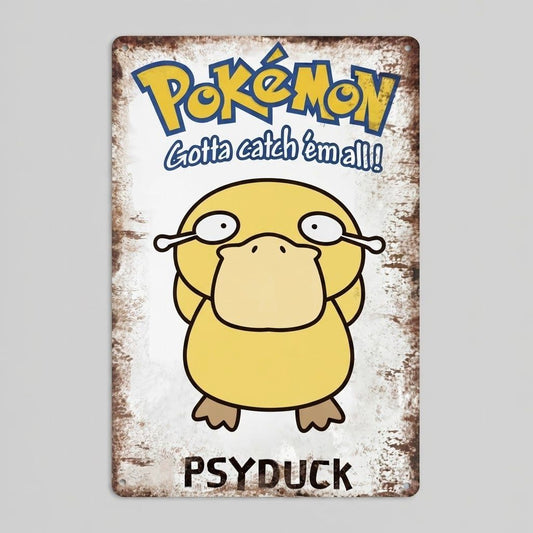 Pokémon Psyduck Metal Wall Sign Gaming Decor – front view