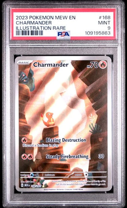 Charmander 168/165 Pokemon 151 Illustration Rare PSA 9 Mint – front view
