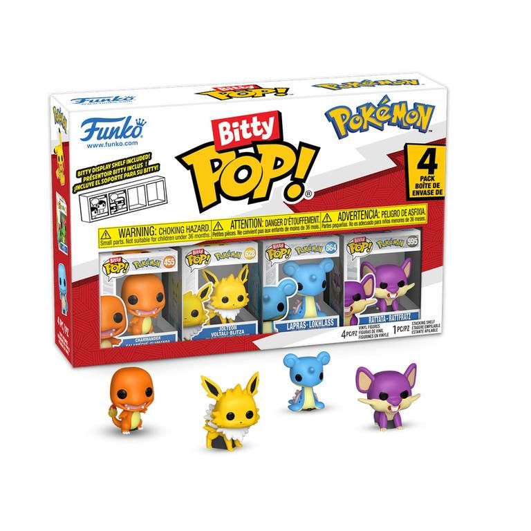 Funko Bitty Pop! Pokémon 4-Pack (Charmander, Jolteon, Lapras, Rattata) – front view