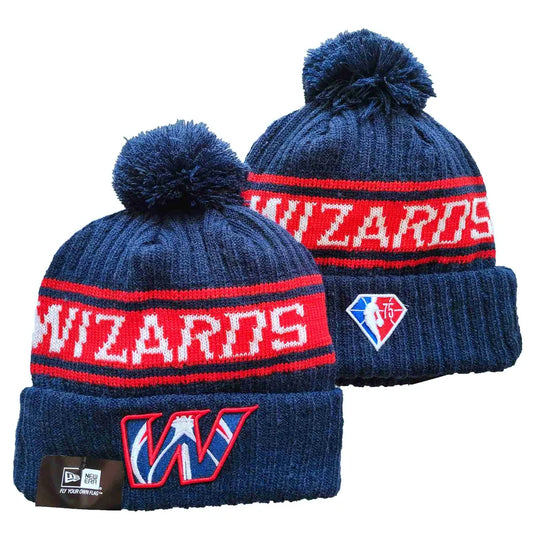 Washington Wizards NBA 75th Anniversary New Era Pom Beanie Hat – front view