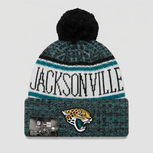 Jacksonville Jaguars New Era Pom Beanie Brand New with Tags – front view