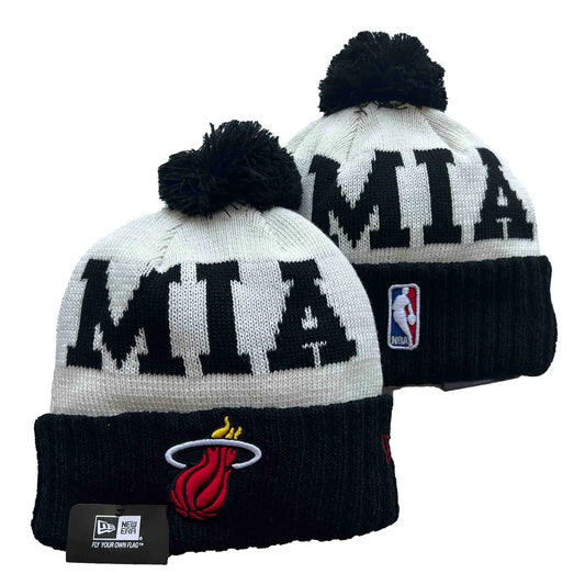 New Era Miami Heat NBA Pom Beanie Toboggan Knit Cap – front view