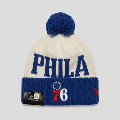 Philadelphia 76ers New Era Pom Beanie Hat New with Tags – front view
