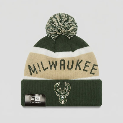 Milwaukee Bucks NBA New Era Pom Beanie Hat New With Tags – front view