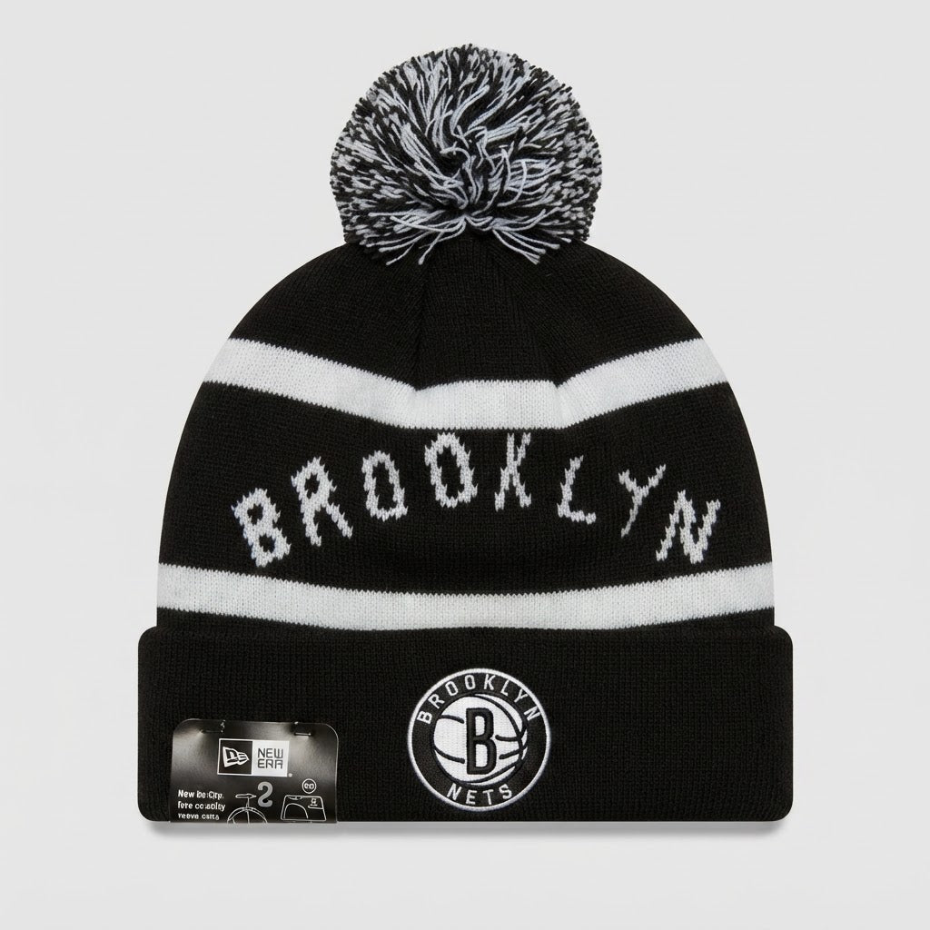 Brooklyn Nets New Era Pom Beanie New With Tags – front view