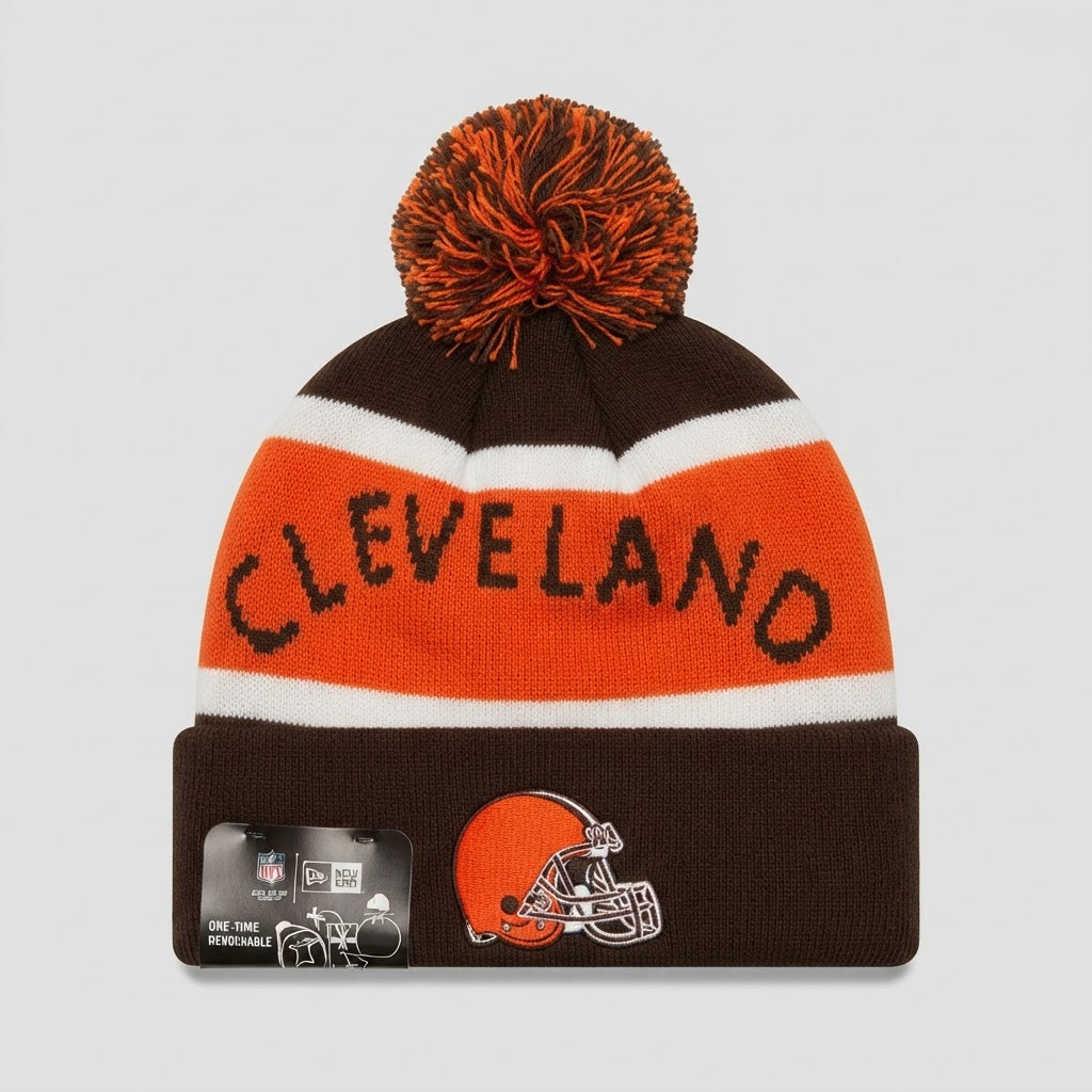 New Era Cleveland Browns NFL Pom Beanie New With Tags – front view