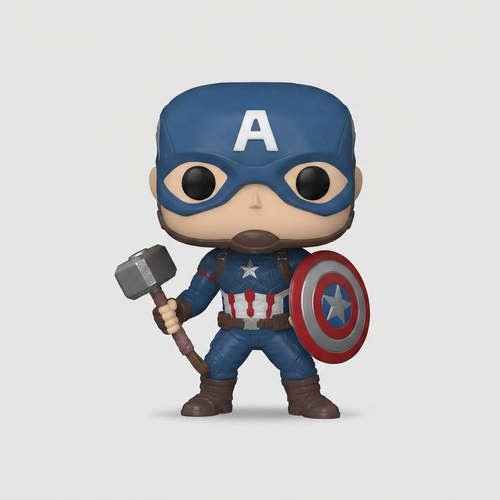 Funko Pop Captain America with Mjolnir Avengers Endgame Loose Figure – front view