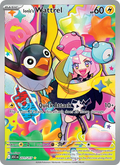 Iono's Wattrel 231/217 Pokemon TCG Ascended Heroes Illustration Rare – photo 3 of 3